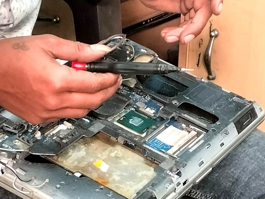 Laptop repair in progress